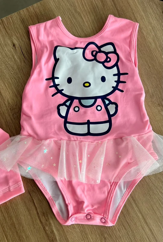 MAIÔ BODY REGATA COM TULE ESTRELAS HELLO KITTY UV50+ MENINA TIP TOP Rosa / 6