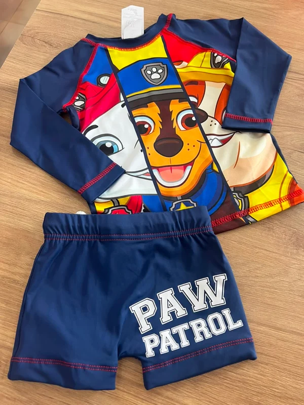 CONJUNTO CAMISETA MANGA LONGA PATRULHA CANINA E SUNGA BOXER PAW PATROL UV50+ MENINO TIP TOP MARINHO/AZUL / 4