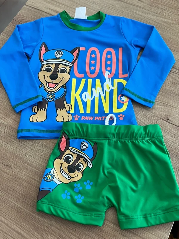 CONJUNTO CAMISETA MANGA LONGA E SUNGA BOXER COOL AND KIND PATRULHA CANINA UV50+ MENINO TIP TOP AZUL/VERDE / 3