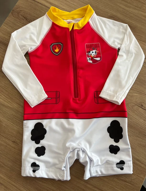 MACACÃO MACAQUINHO MANGA LONGA PATRULHA CANINA MARSHALL ZIPER E UV50+ MENINO TIP TOP VERMELHO/BRANCO / 4