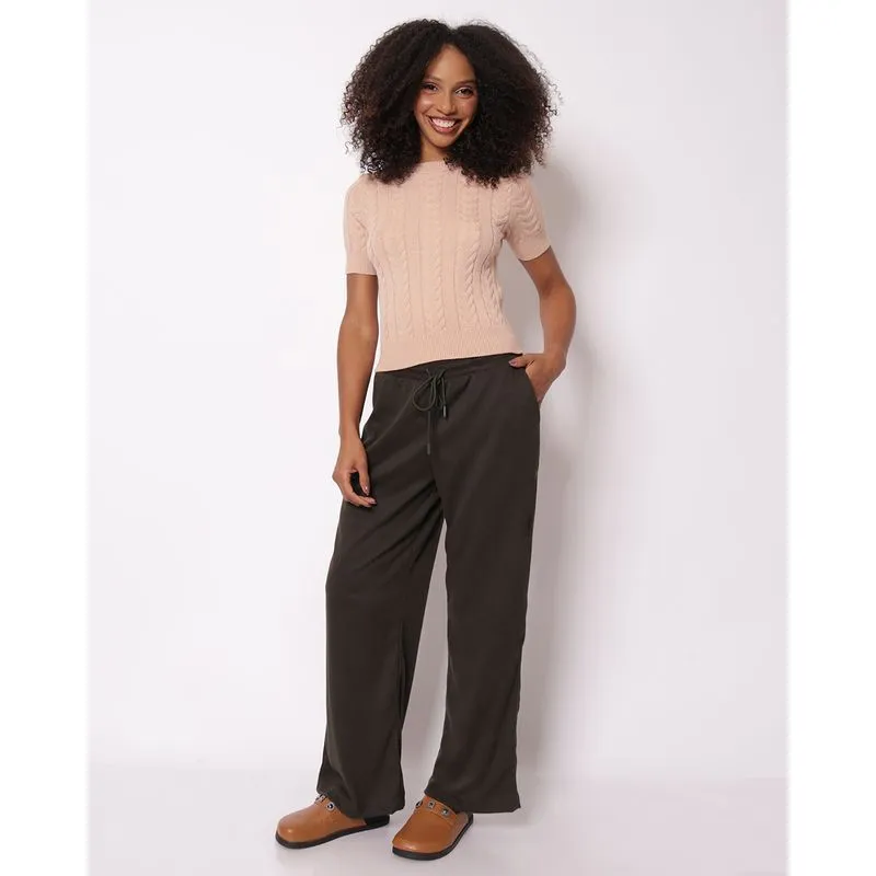 Calça Feminina Canelada Reta Verde GG