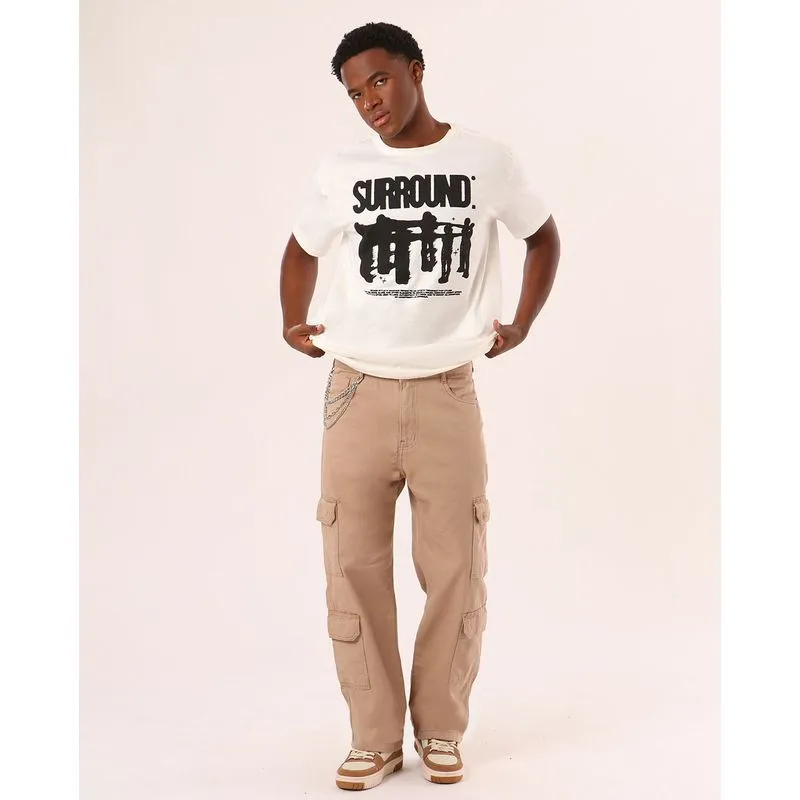 Camiseta Masculina Algodão Estampa Dark Surround Off White G