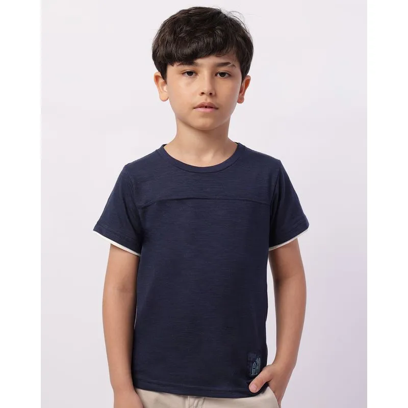 Camiseta Infantil Recorte Frontal Manga Curta Marinho 8