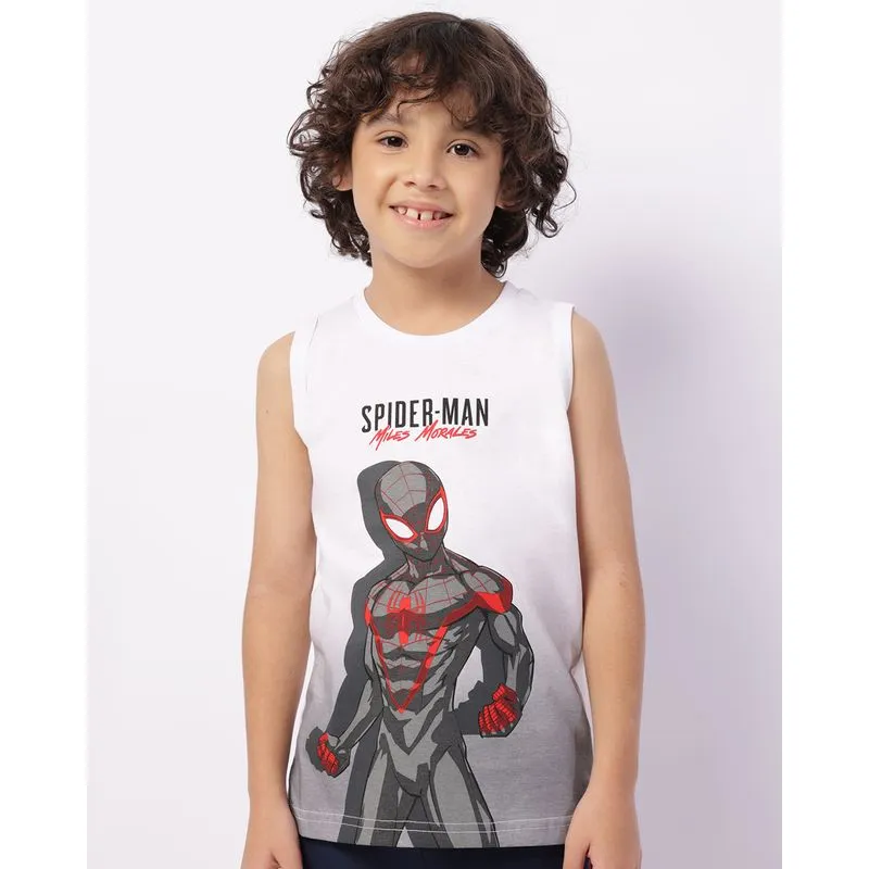 Regata Infantil Algodão Marvel Homem Aranha Branca 8
