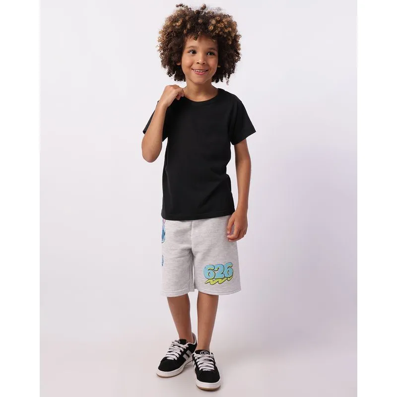 Bermuda Infantil Moletinho Disney Stitch Cinza 4
