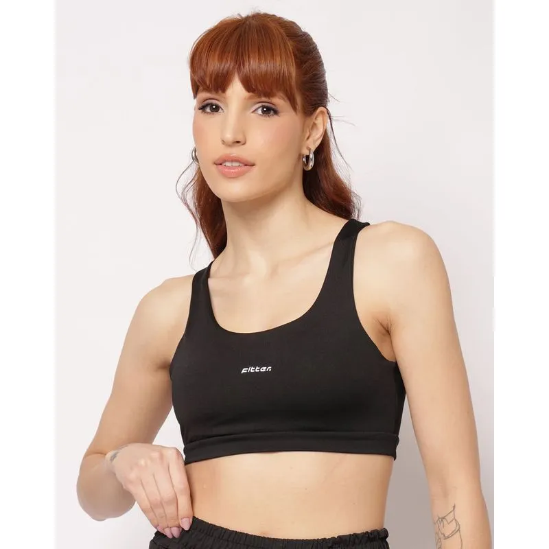 Top Fitness Feminino Fitter Bojo Removível Costas Aberta Preta M