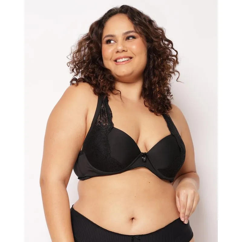 Sutiã Plus Size Feminino com Base e Bojo Renda Preto 50