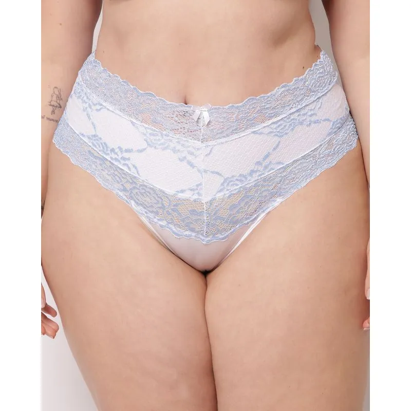 Calcinha Plus Size Feminina Biquini com Renda Branca 48
