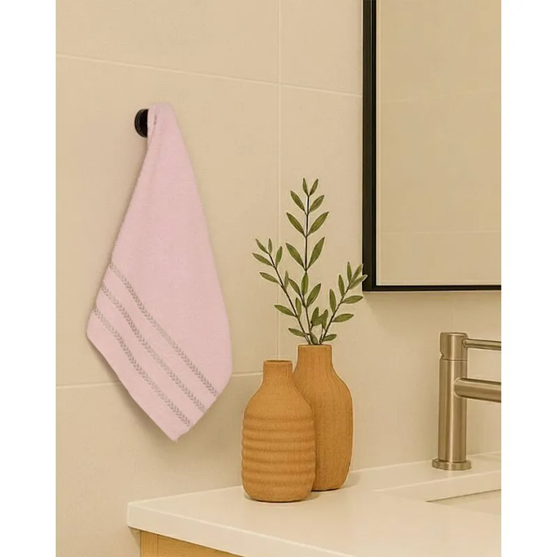 Toalha de Rosto Algodão 46cm x 70cm Rosa UN