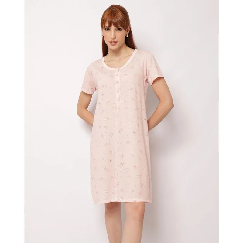 Camisola Feminina Estampada Floral Manga Curta Rosa M