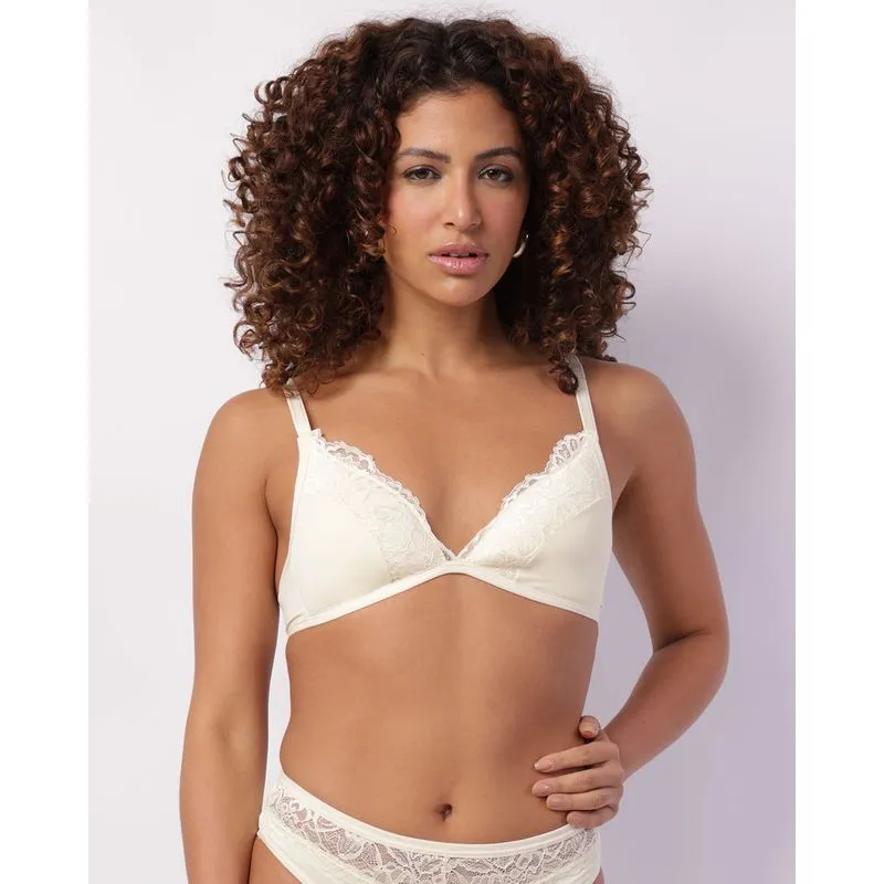 Sutiã Feminino Triangulo Poliamida com Bojo Off White 42