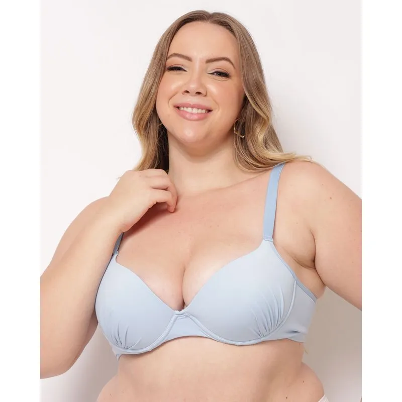 Sutiã Plus Size Feminino com Base e Bojo Drapeado Azul 52