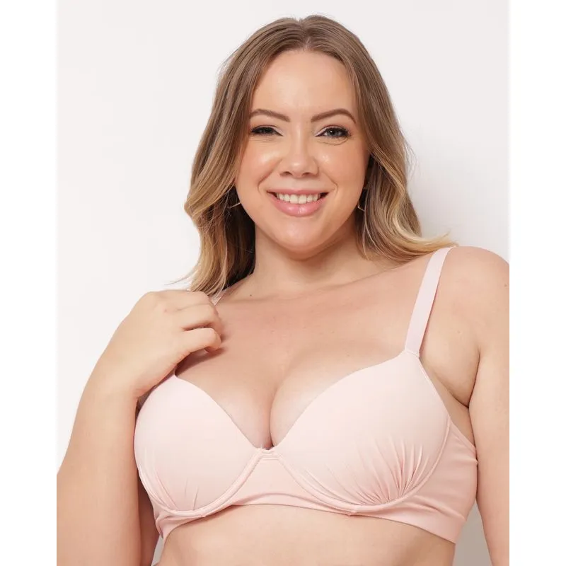 Sutiã Plus Size Feminino com Base e Bojo Drapeado Rosa 50