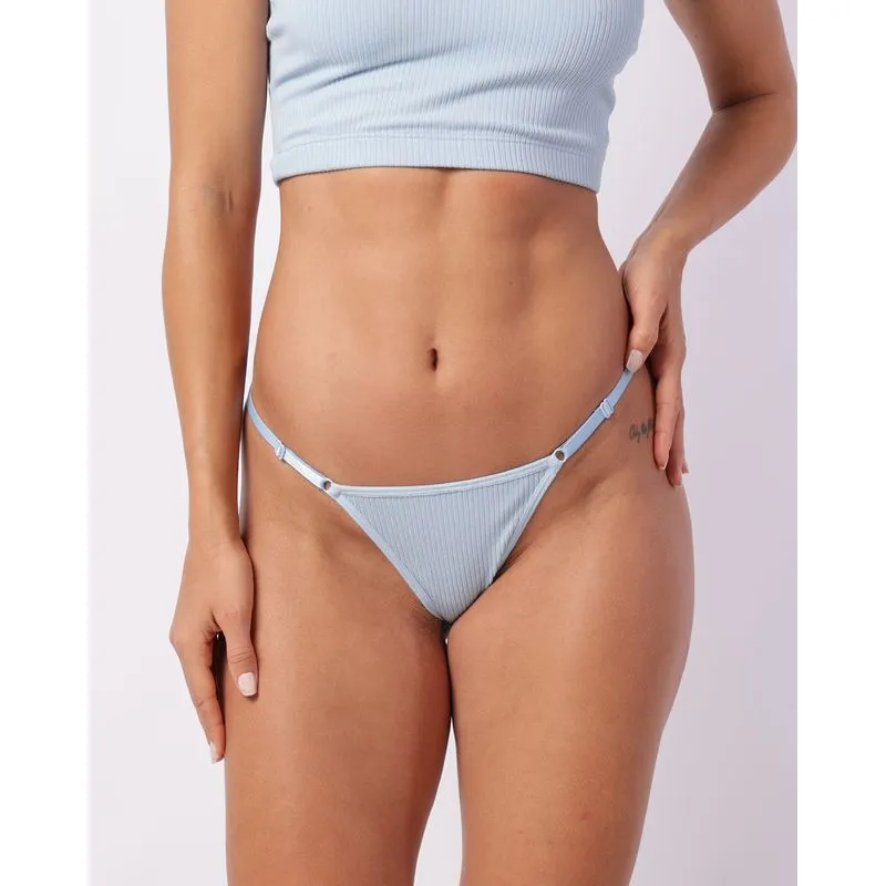 Calcinha Feminina String Canelada Azul P