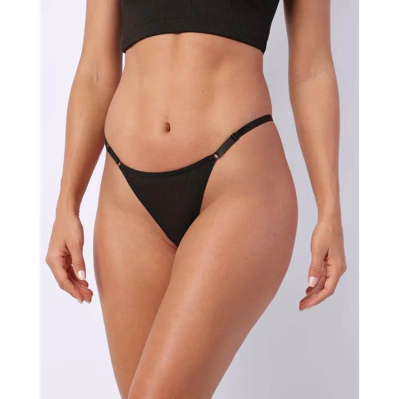 Calcinha Feminina String Canelada Preta P
