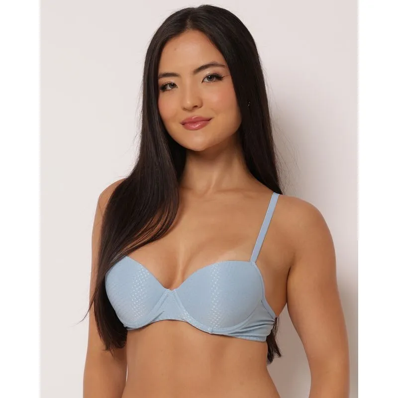 Sutiã Feminino com Base e Bojo Texturizado Azul 40