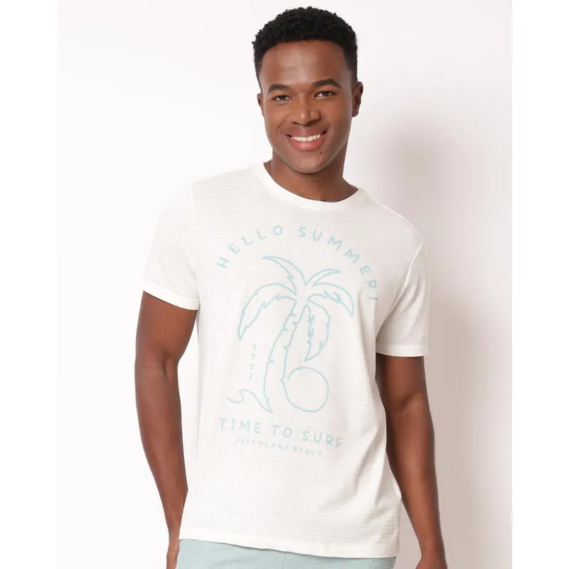 Camiseta Masculina Surf Texturizada com Estampa Off White M