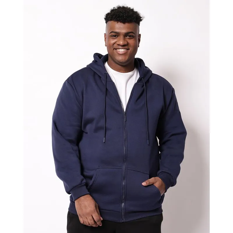 Jaqueta Moletom Plus Size Masculina com Capuz Marinho G1