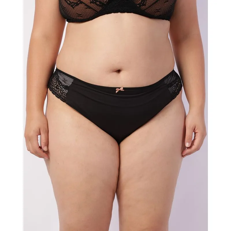 Calcinha Plus Size Feminina Biquíni com Renda Preta 48