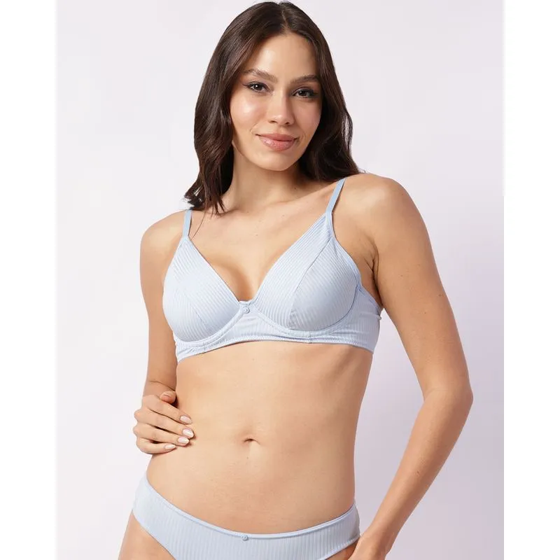 Sutiã Feminino Canelado Push Up Azul 46