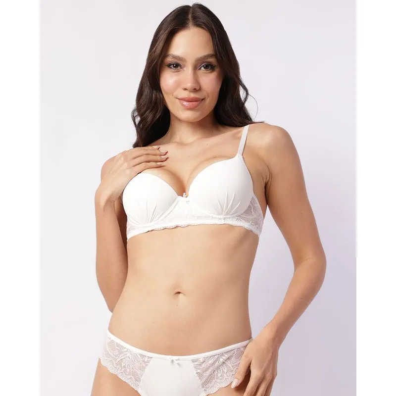 Sutiã Feminino com Base Bojo e Renda Branco 44