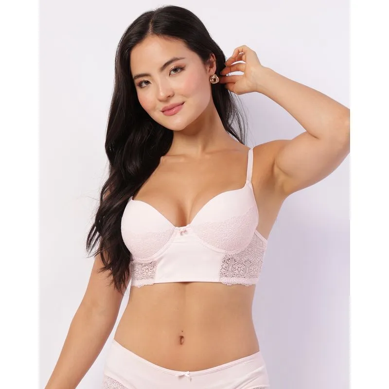 Sutiã Feminino Com Base Bojo e Renda Rosa 42