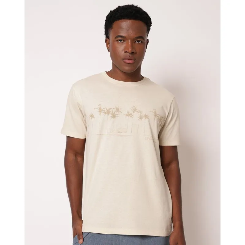 Camiseta Masculina Surf Algodão Estampa Coqueiro Bege M