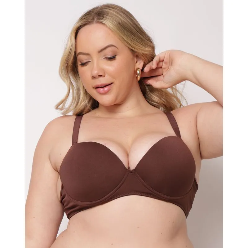 Sutiã Plus Size Feminino com Base e Bojo Marrom 52
