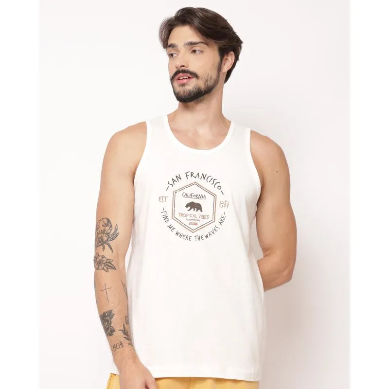 Regata Masculina Algodão Estampada Califórnia Off White G