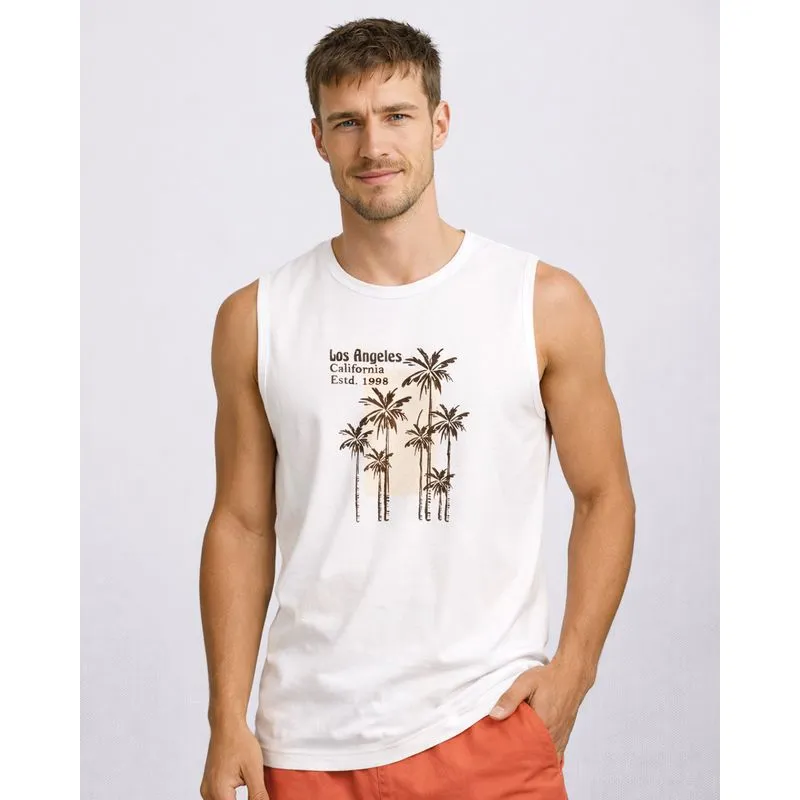 Regata Surf Masculina com Estampa Coqueiro Branca GG