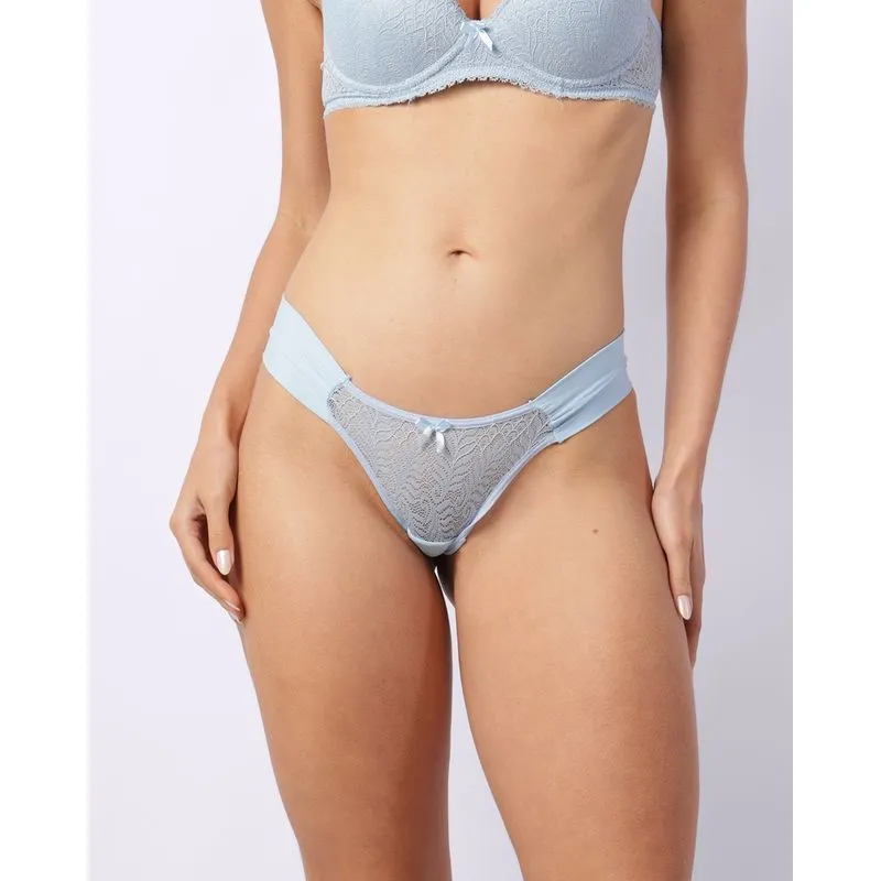 Calcinha Feminina Bombom Poliamida com Renda Azul G