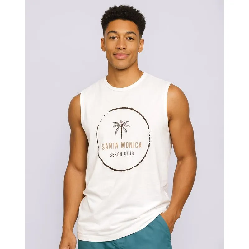 Regata Surf Masculina com Estampa Tropical Off White GG
