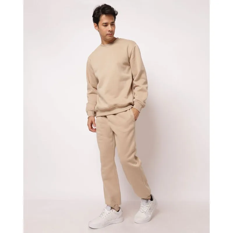 Calça Moletom Masculina Básica Lisa Bege GG
