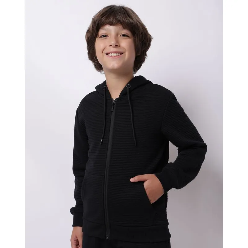 Jaqueta Moletom Juvenil Canelada com Bolsos Capuz Preta 12