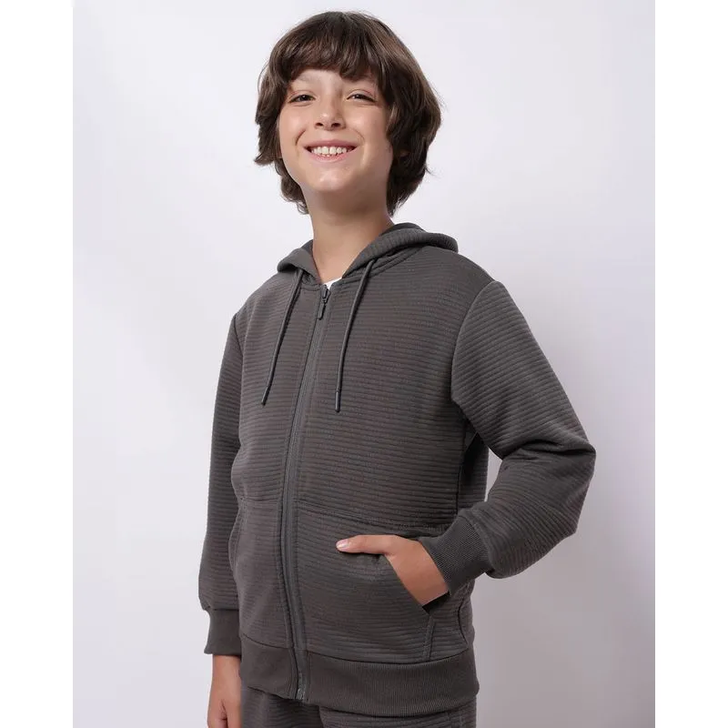 Jaqueta Moletom Juvenil Canelada com Bolsos Capuz Cinza 12