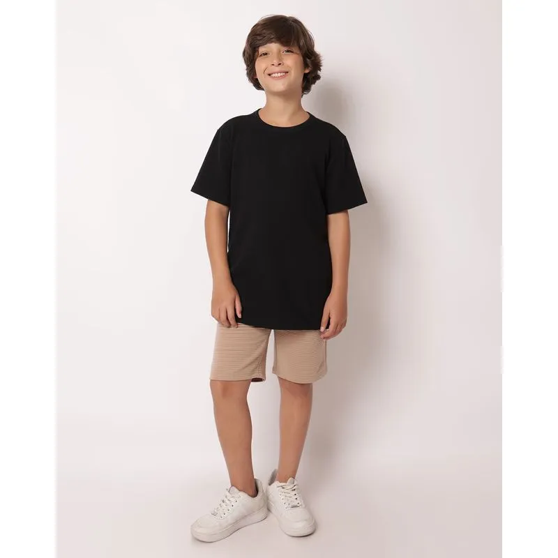 Bermuda Moletom Juvenil Canelada com Bolsos Bege 14