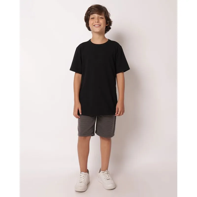 Bermuda Moletom Juvenil Canelada com Bolsos Cinza 10