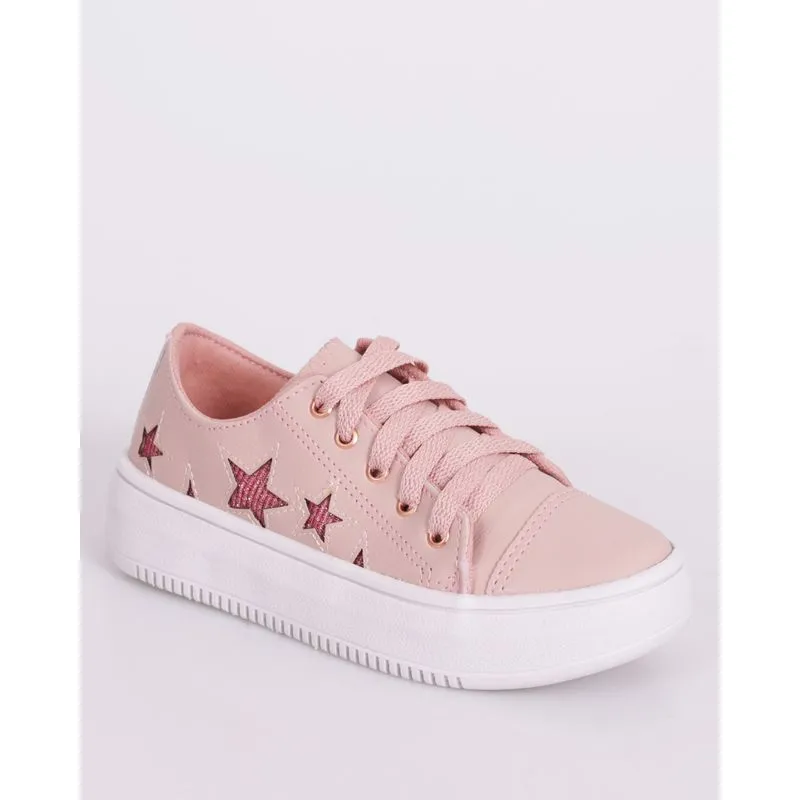 Tênis Infantil Casual Estrela Rosa 28