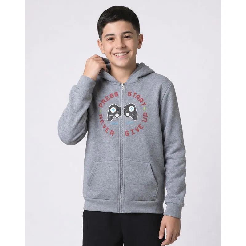 Jaqueta Moletom Juvenil com Capuz Estampa Game Cinza 12