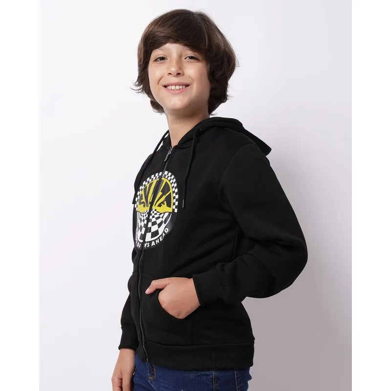 Jaqueta Moletom Juvenil com Estampa Bolsos Capuz Preta 16