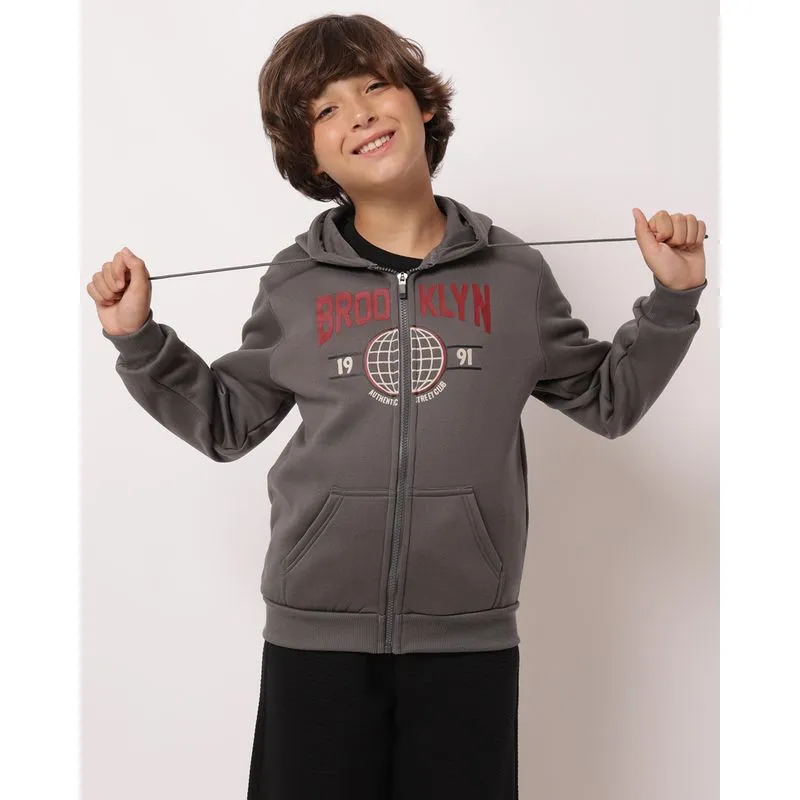 Jaqueta Moletom Juvenil Brooklyn com Capuz Cinza 14