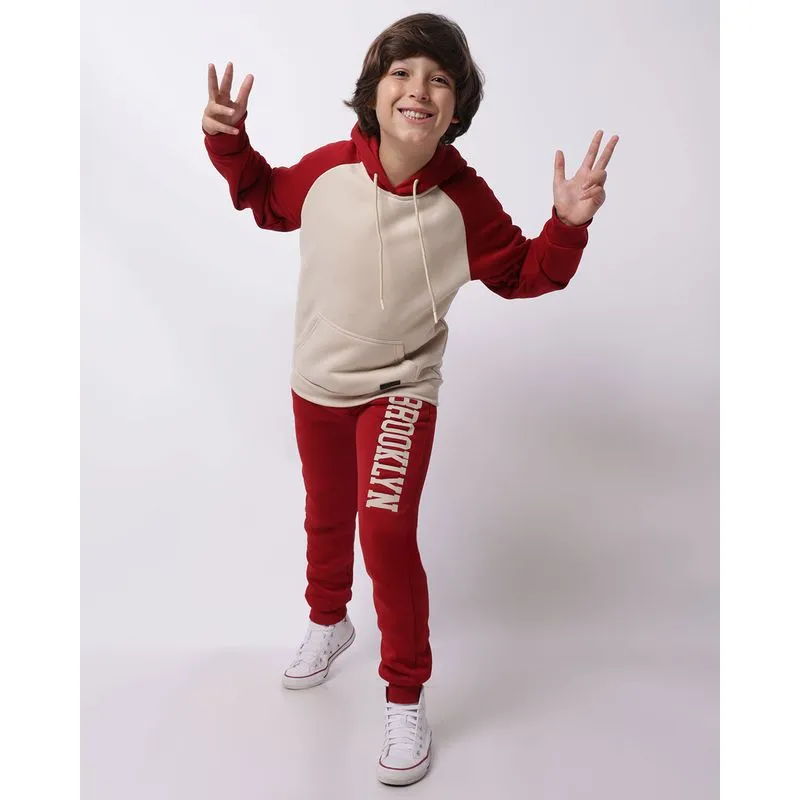 Calça Moletom Juvenil Jogger Estampa Brooklyn Vinho 16