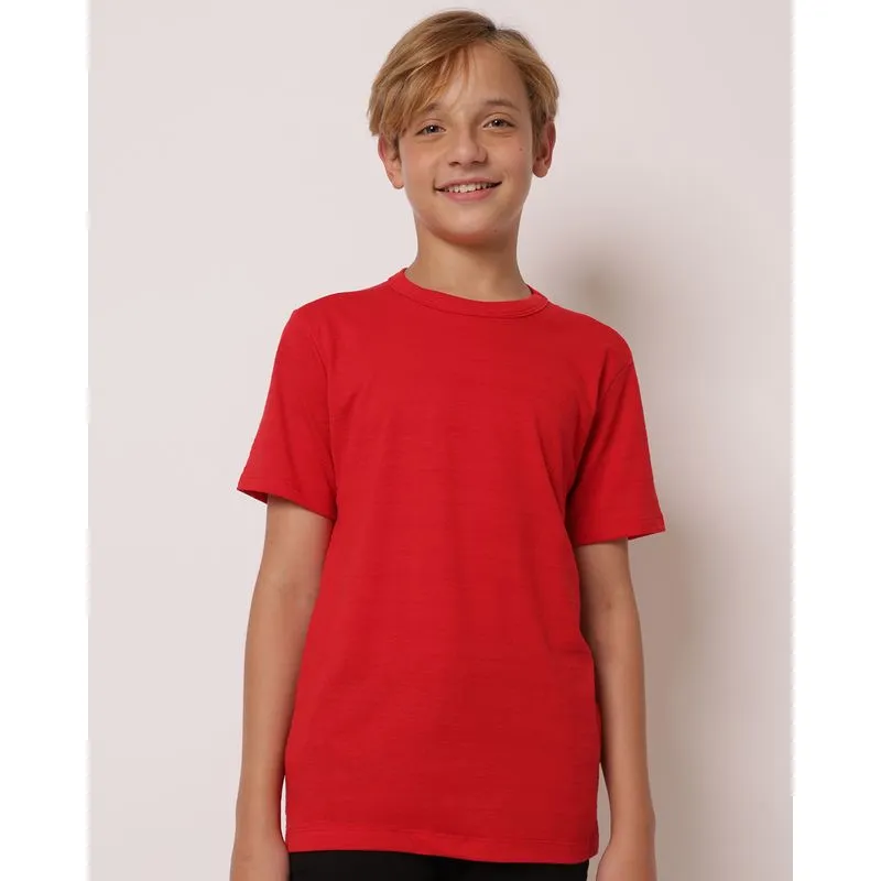 Camiseta Juvenil Algodão Básica Manga Curta Vermelha 14