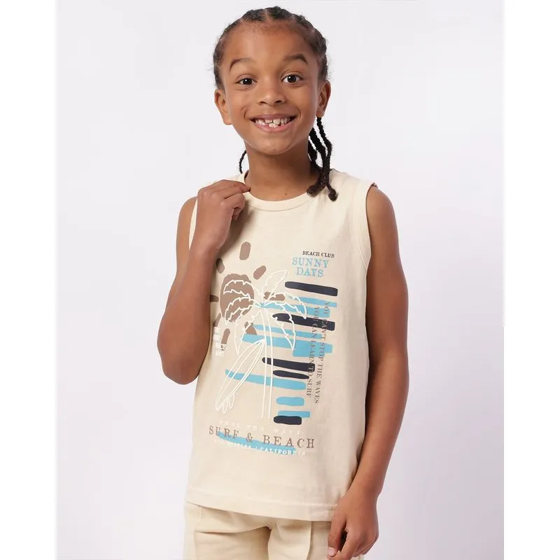Regata Infantil Algodão com Estampa Tropical Bege 8