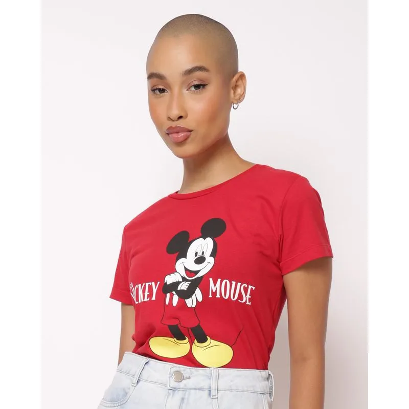 Camiseta Feminina Algodão Disney Mickey Vermelha G