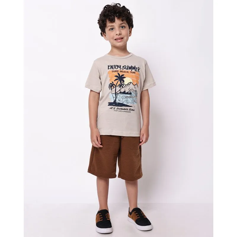 Bermuda Infantil Reta Canelada com Bolsos Marrom 8