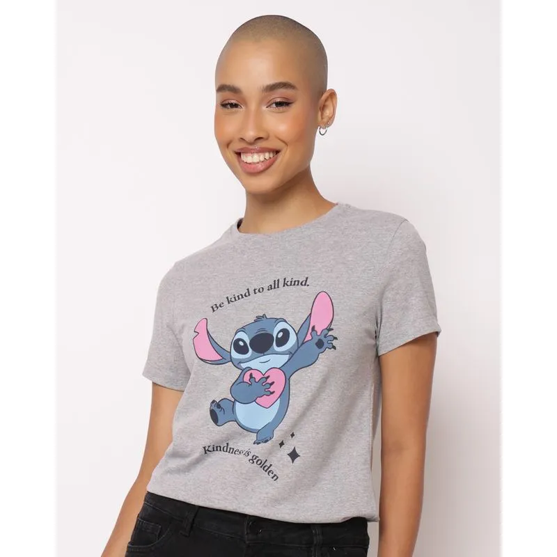 Camiseta Feminina Estampa Disney Stitch Cinza P