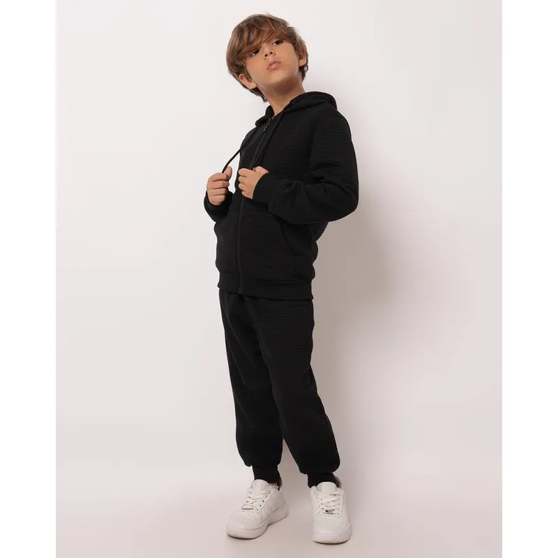 Calça Moletom Infantil Canelado Jogger com Bolsos Preta 4