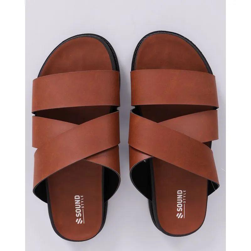 Chinelo Masculino Slide Tiras Cruzadas Marrom 41