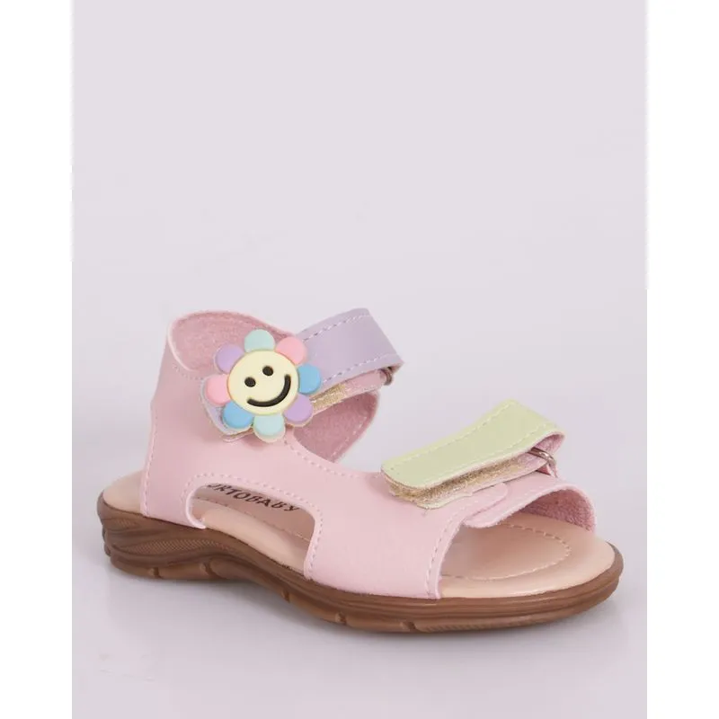 Sandália Bebê Ortobaby Papete com Aplique Flor Rosa 26